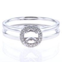 18Kt White Gold Double Split Plain Shank Diamond Halo Engagement Ring