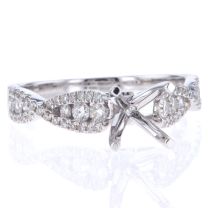 14Kt White Gold Prong Set Infinity Design Diamond Engagement Ring