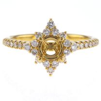 18Kt Yellow Gold Diamond Prong Set Star Design Halo Ring