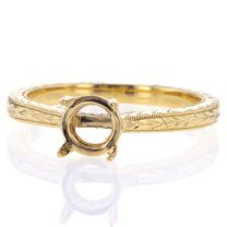 14Kt Yellow Gold Engraved Solitaire Ring