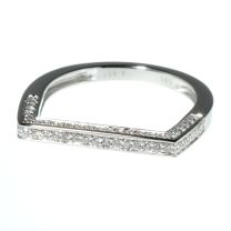 14Kt White Gold Contemporary Stacking Square Topped Diamond Ring