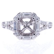 18Kt White  Gold Square Diamond Halo Ring