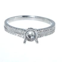 18Kt White Gold Classic Double Row Style Diamond Ring