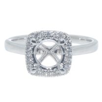 18Kt White Gold  Prong Set Diamond Halo Design Engagement Ring