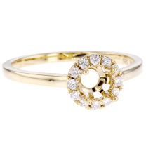 14Kt Yellow Gold Round Diamond Halo Engagement Ring