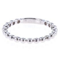 14Kt White Gold 2.3Mm Wide Beaded Thin Band