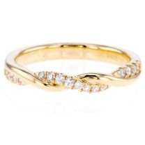 14Kt Yellow Gold Prong Set Crossover Double Row Diamond Band