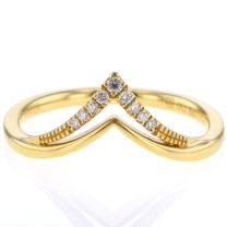 18Kt Yellow Gold Double Open Design Shared Prong Set Diamond Wedding Band