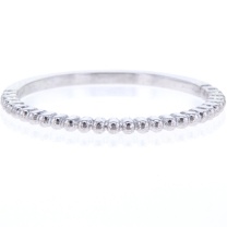 14Kt White Gold 1.2Mm Wide Beaded Thin Band