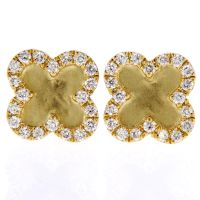 14Kt Yellow Gold Small Clover Post Pierced Earrings