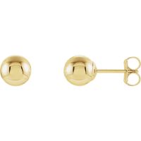 14Kt Yellow Gold Classic 7Mm Brite Finished Ball Post Pierced Earrings