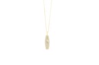 14Kt Yellow Gold Bezel Set Elongated Mother Of Pearl in Diamond Halo Necklace