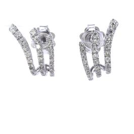 14Kt White Gold Triple "J" Hoop Post Pierced Earrings