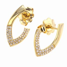 14Kt Yellow Gold Post Chevron Style Diamond Earrings