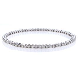 14Kt White Gold Prong Set Stretchable Diamond Link Bracelet with 2.05cttw