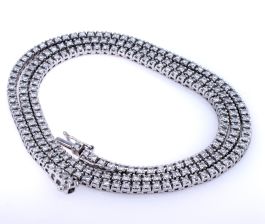 14Kt White Gold Exquisite 2Mm Wide Brilliant Cut Diamond Line Necklace